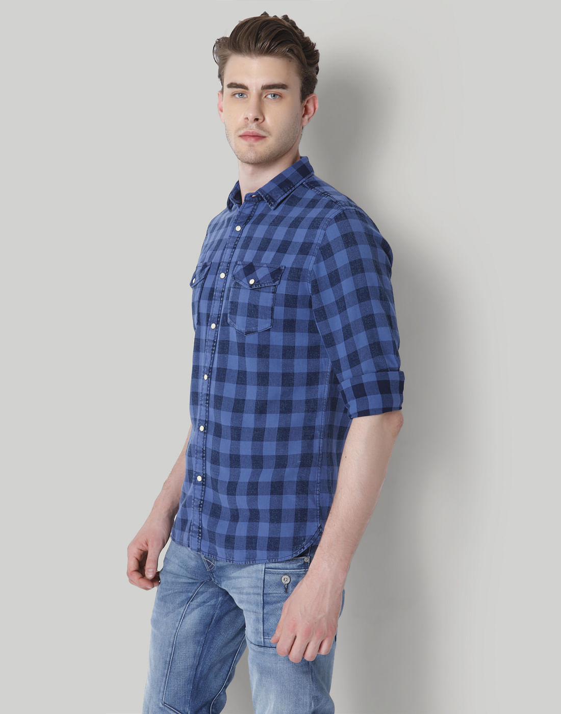 Blue Check Slim Fit Shirt