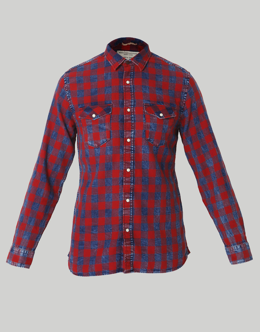 Red & Blue Check Slim Fit Shirt