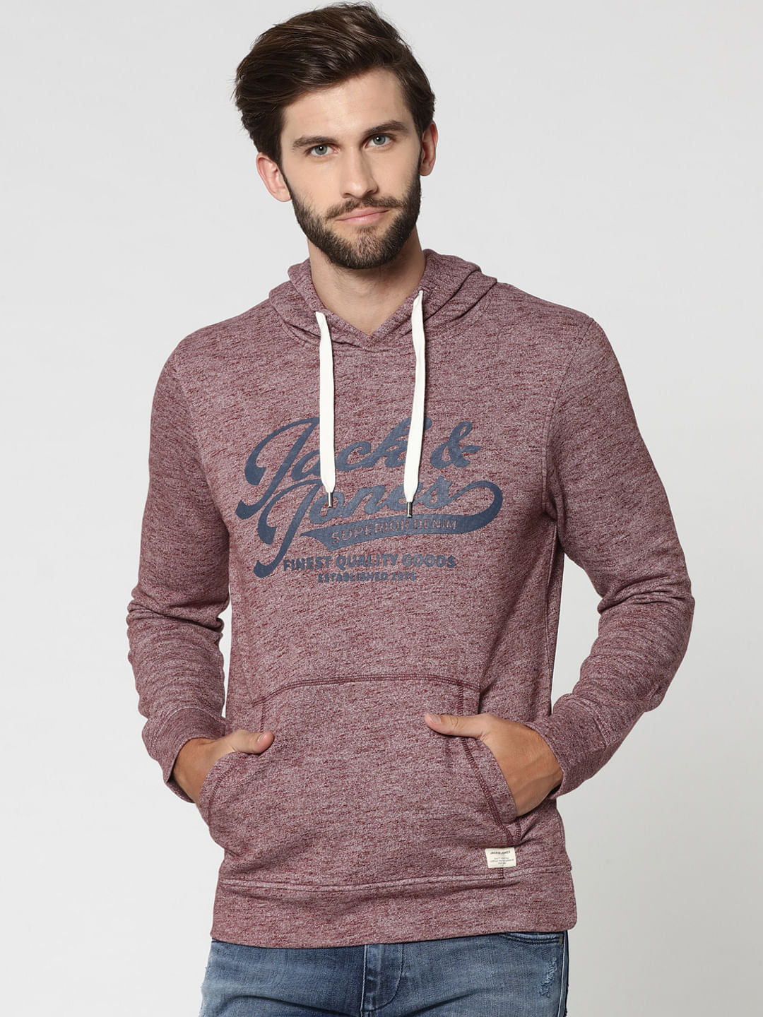 Red Graphic Print Hooded Sweatshirt