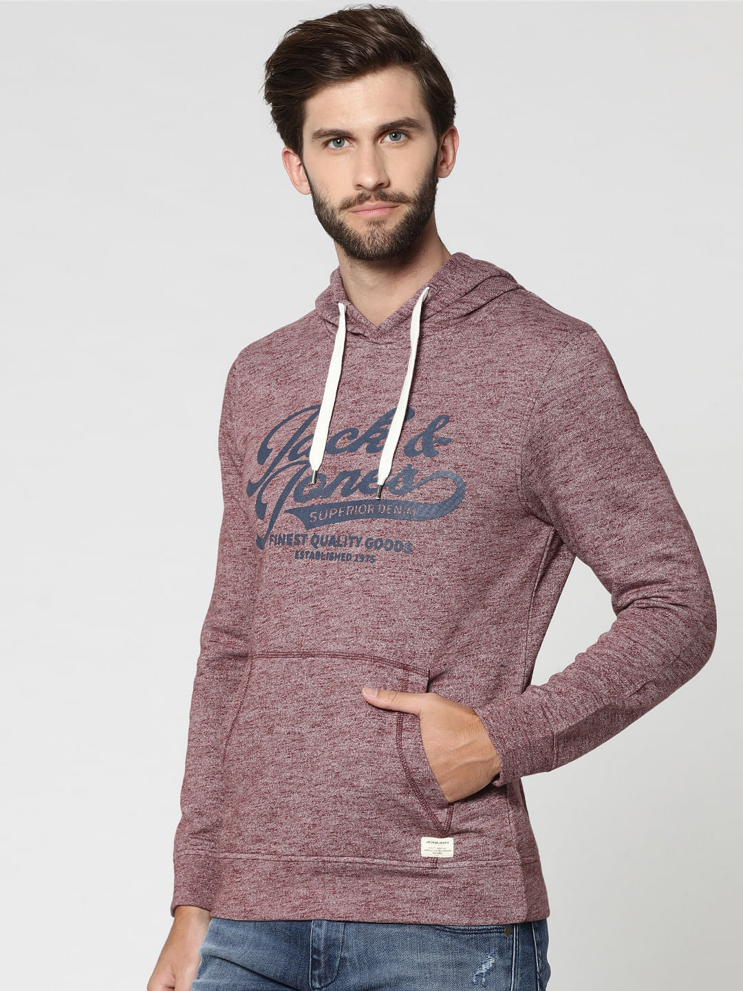 Red Graphic Print Hooded Sweatshirt