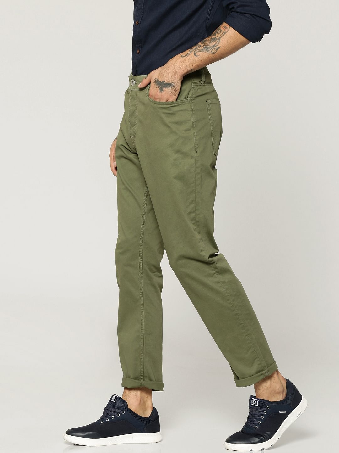 Olive Green Tim Slim Fit Trousers