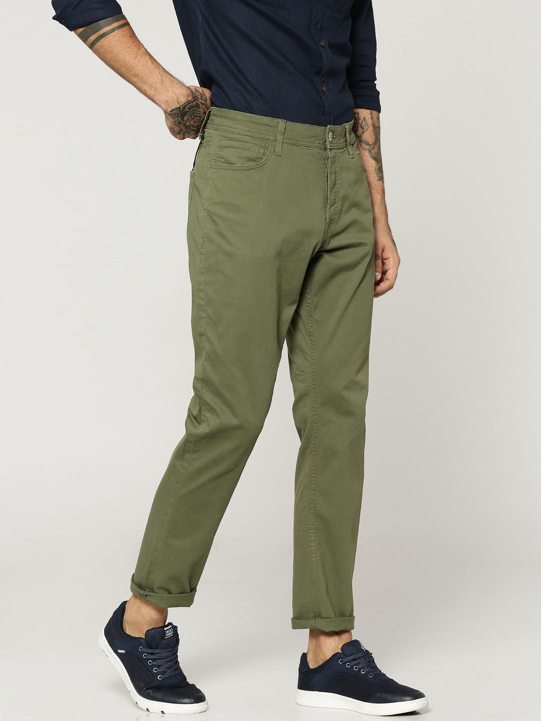 Olive Green Tim Slim Fit Trousers