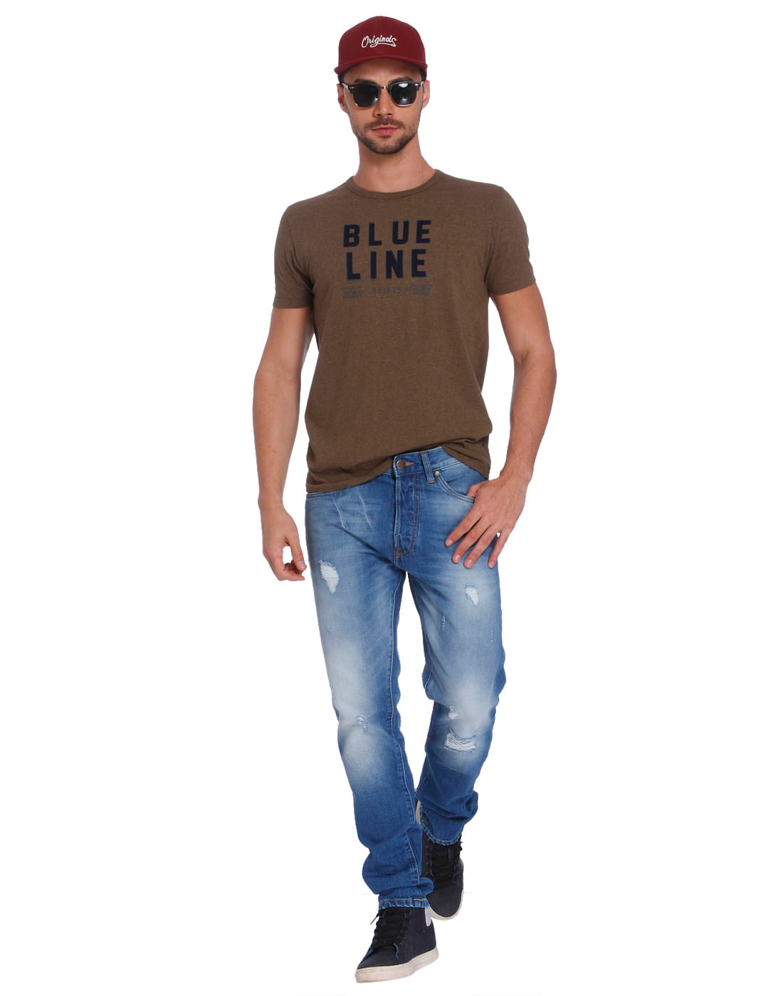 Blue Mild Distressed High Rise Regular Fit Jeans