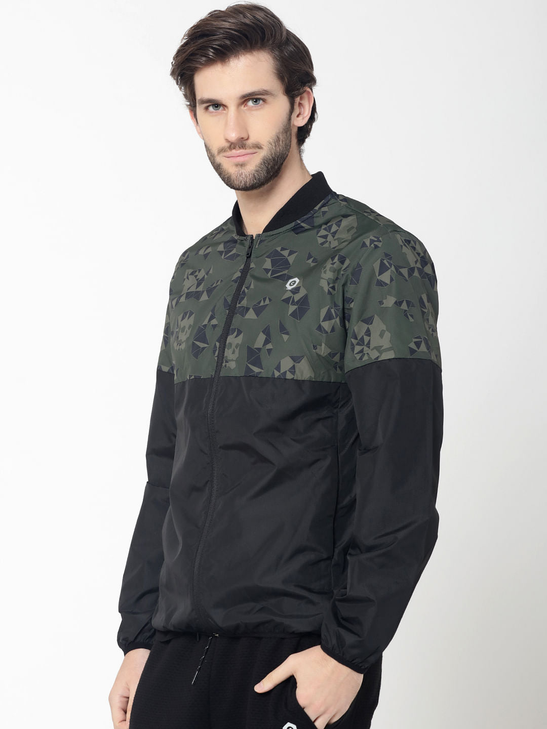 Black Skull Camo Print Jacket