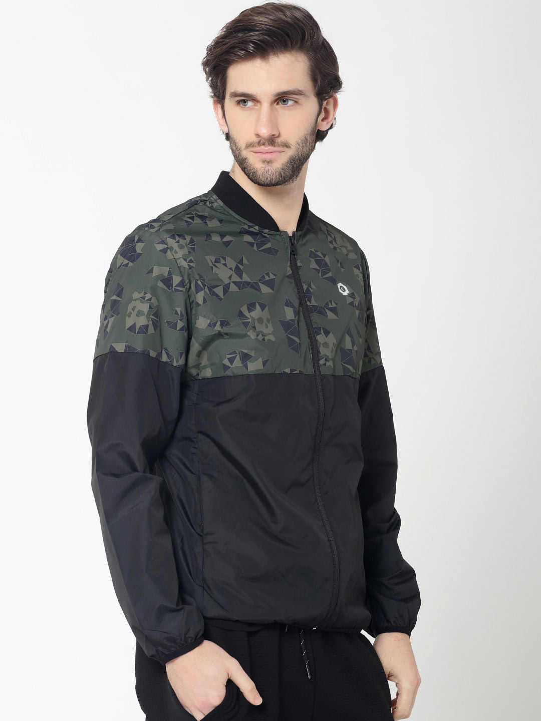 Black Skull Camo Print Jacket