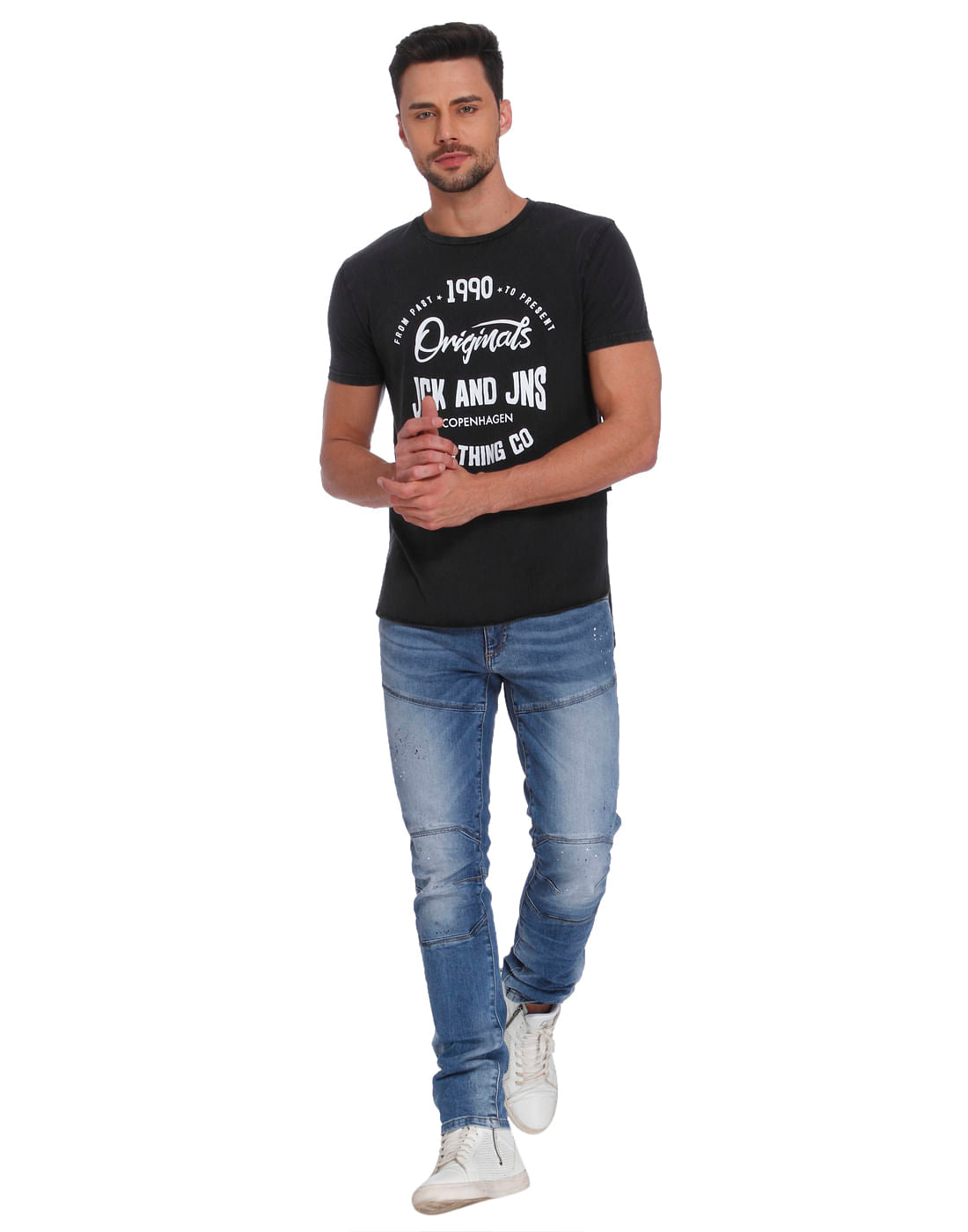 Black Graphic Print Crew Neck T-Shirt