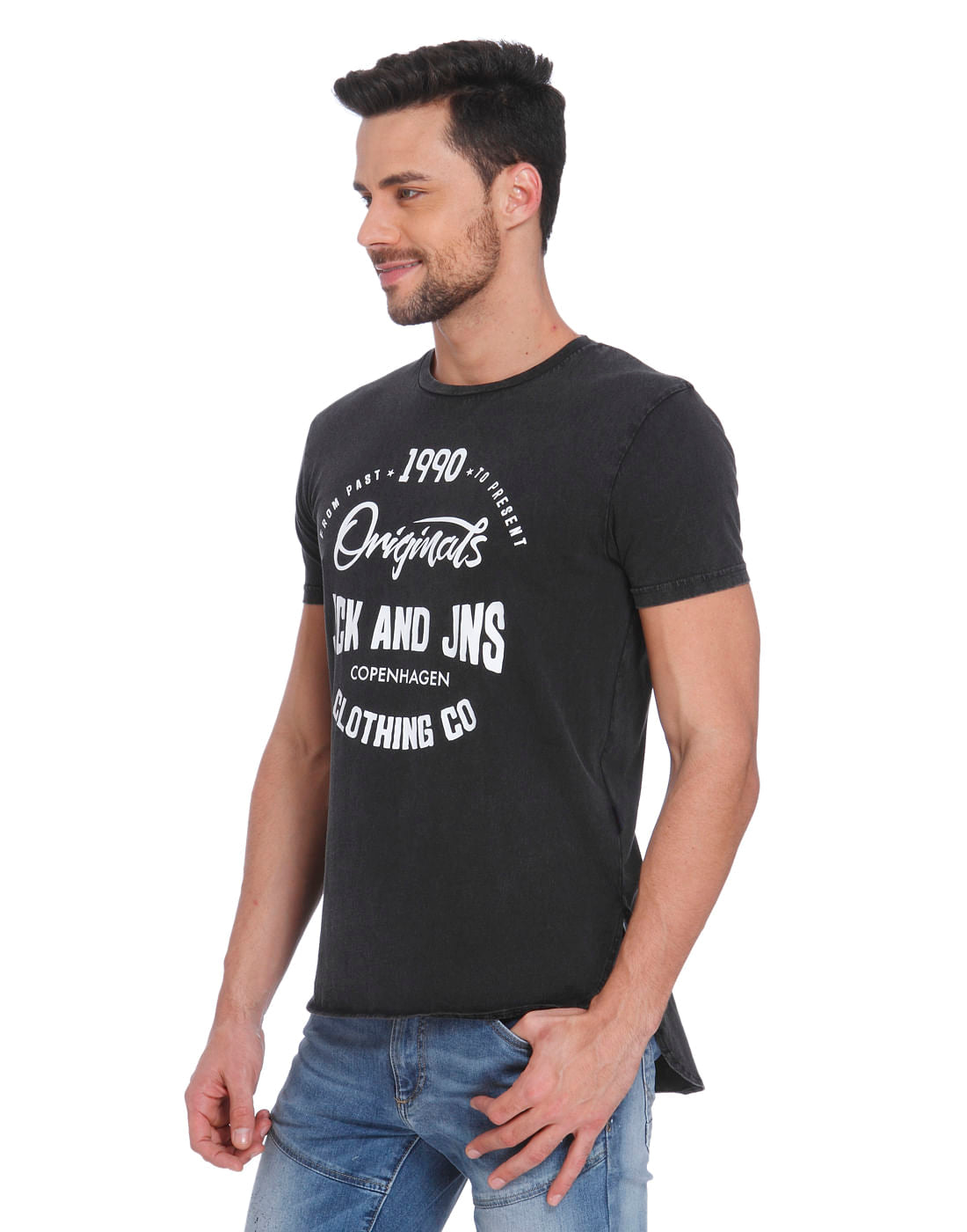 Black Graphic Print Crew Neck T-Shirt