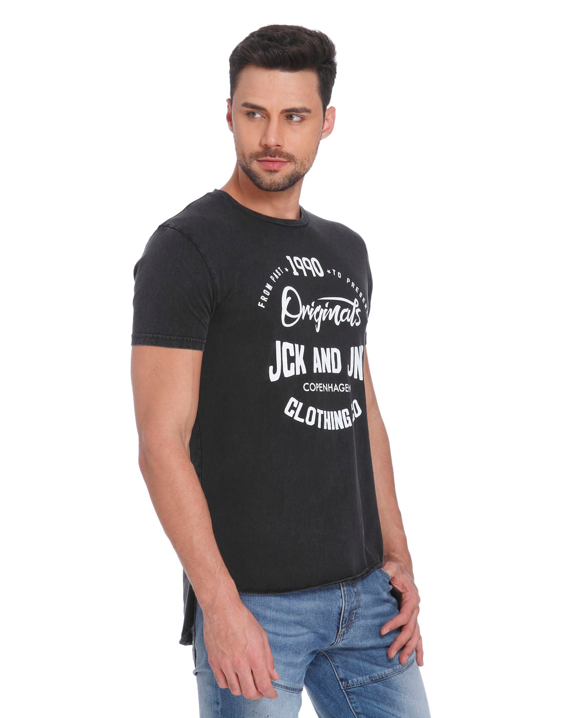 Black Graphic Print Crew Neck T-Shirt