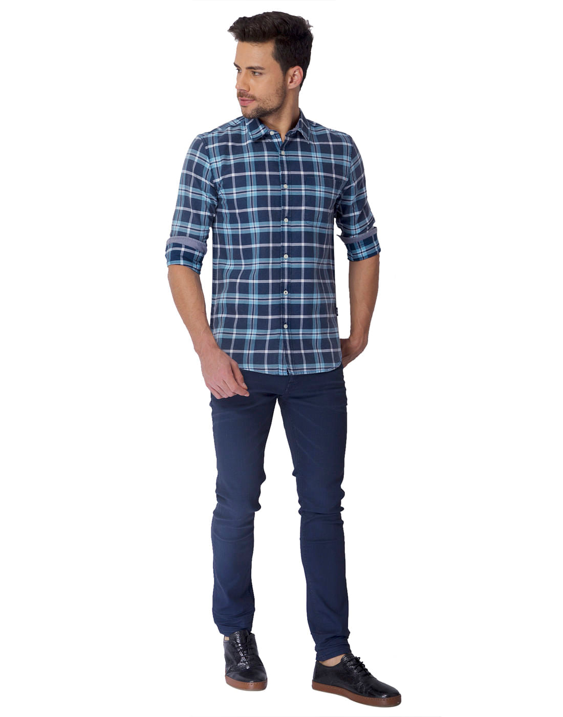 Blue Check Slim Fit Shirt