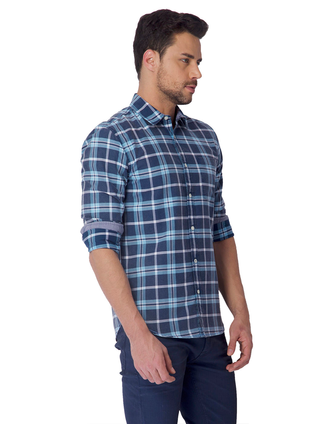 Blue Check Slim Fit Shirt