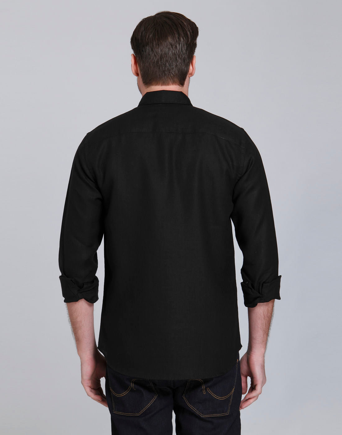 Black Linen Slim Fit Shirt