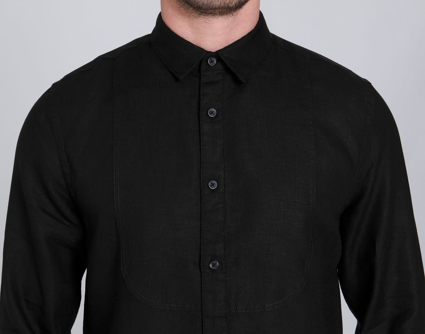 Black Linen Slim Fit Shirt