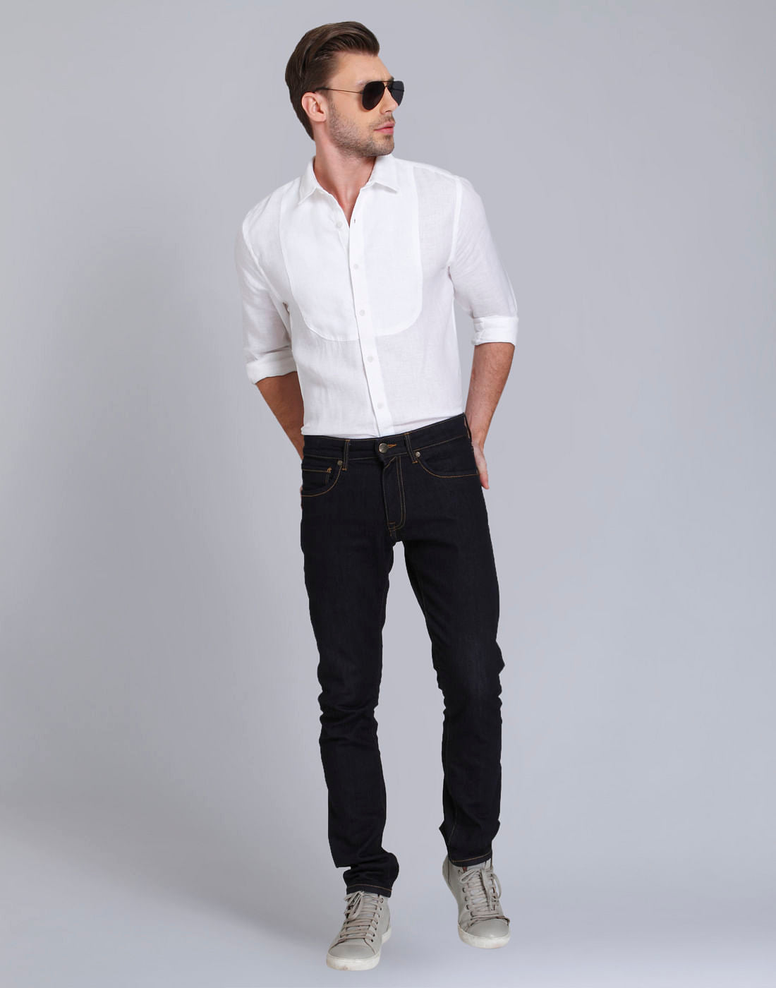White Linen Slim Fit Shirt
