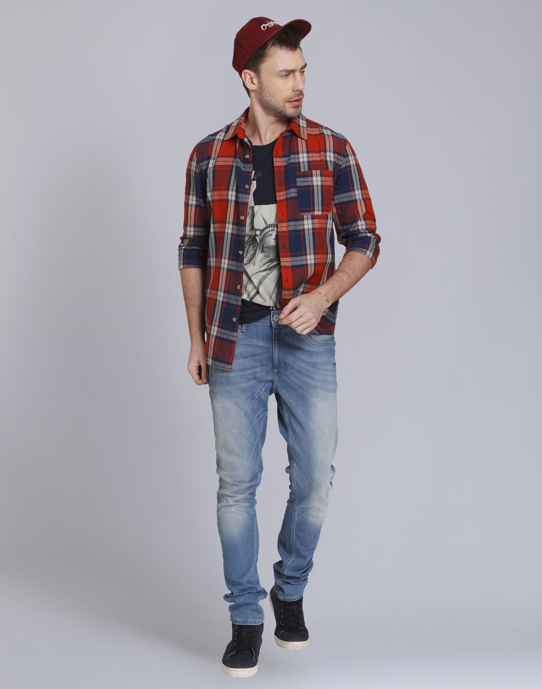 Rust Check Slim Fit Shirt