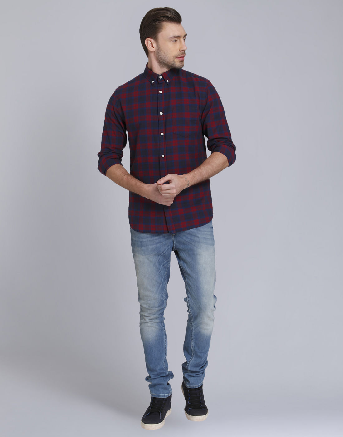 Red Check Slim Fit Shirt
