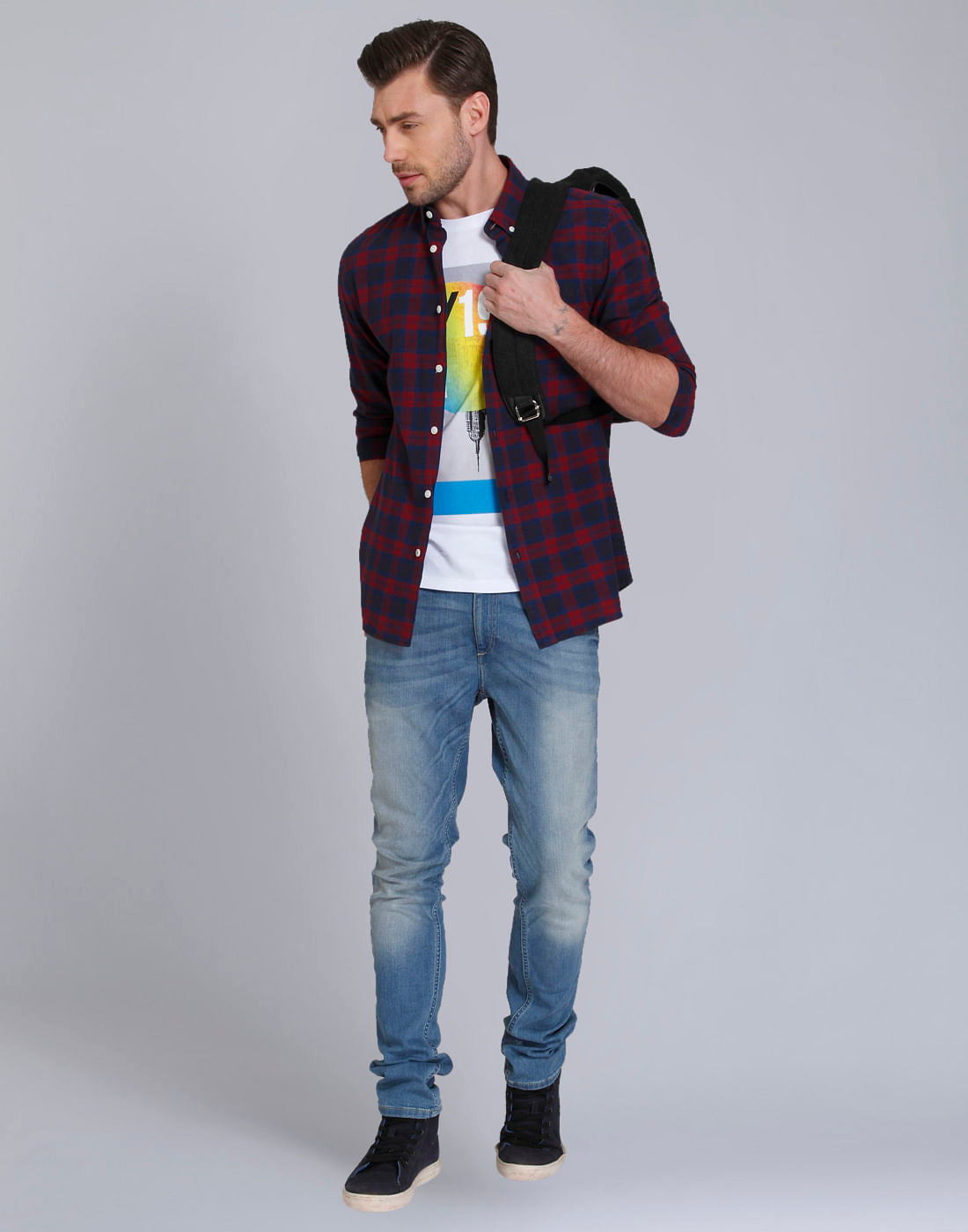 Red Check Slim Fit Shirt