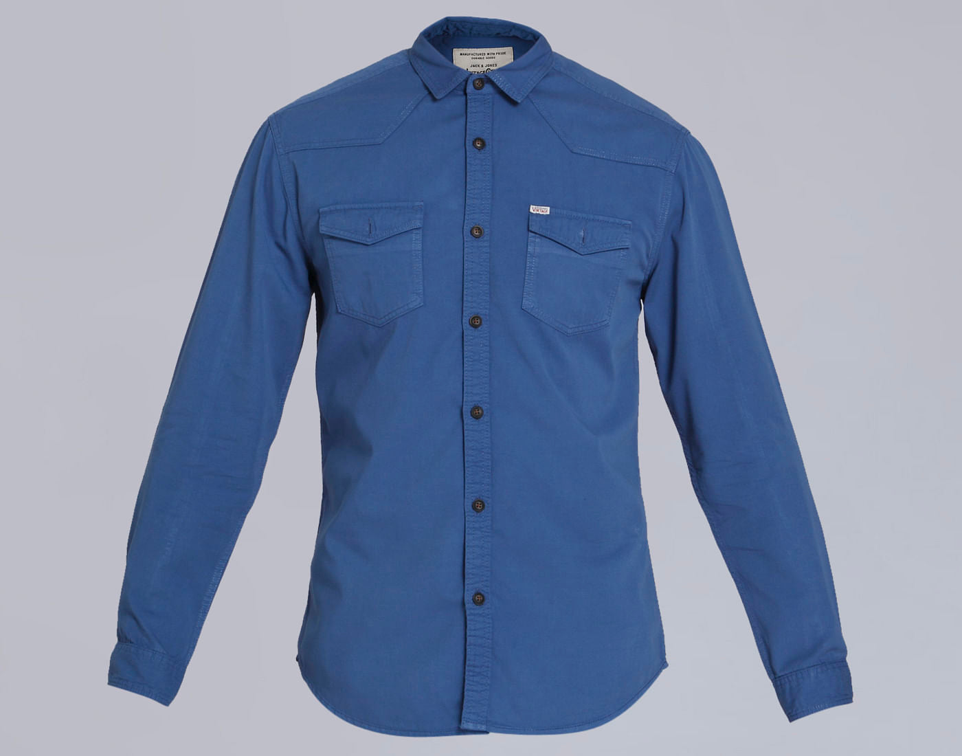 Blue Over Dyed Slim Fit Shirt