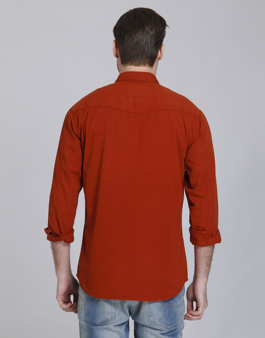 Rust Over Dyed Slim Fit Shirt