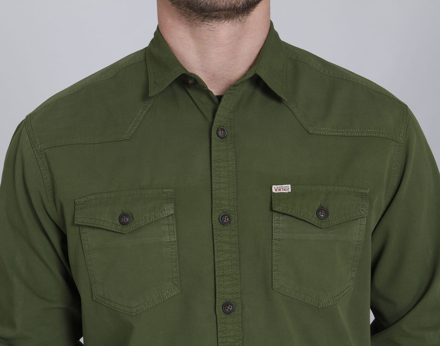 Olive Green Over Dyed Slim Fit Shirt