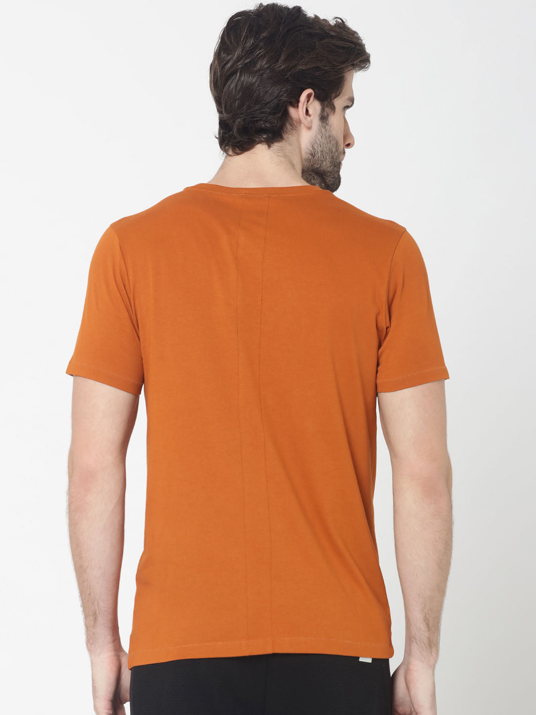 Rust Text Print Crew Neck T-Shirt