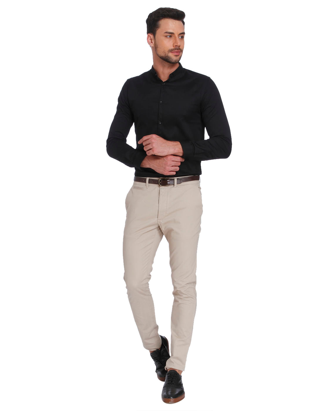 Cream Slim Fit Trousers