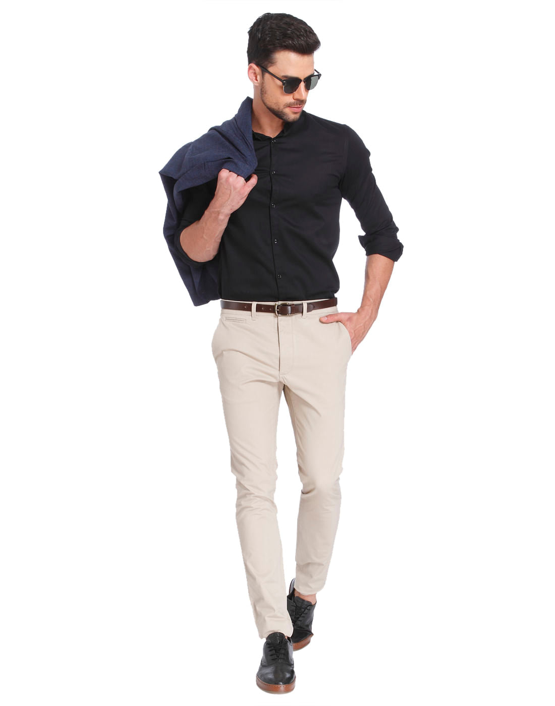 Cream Slim Fit Trousers