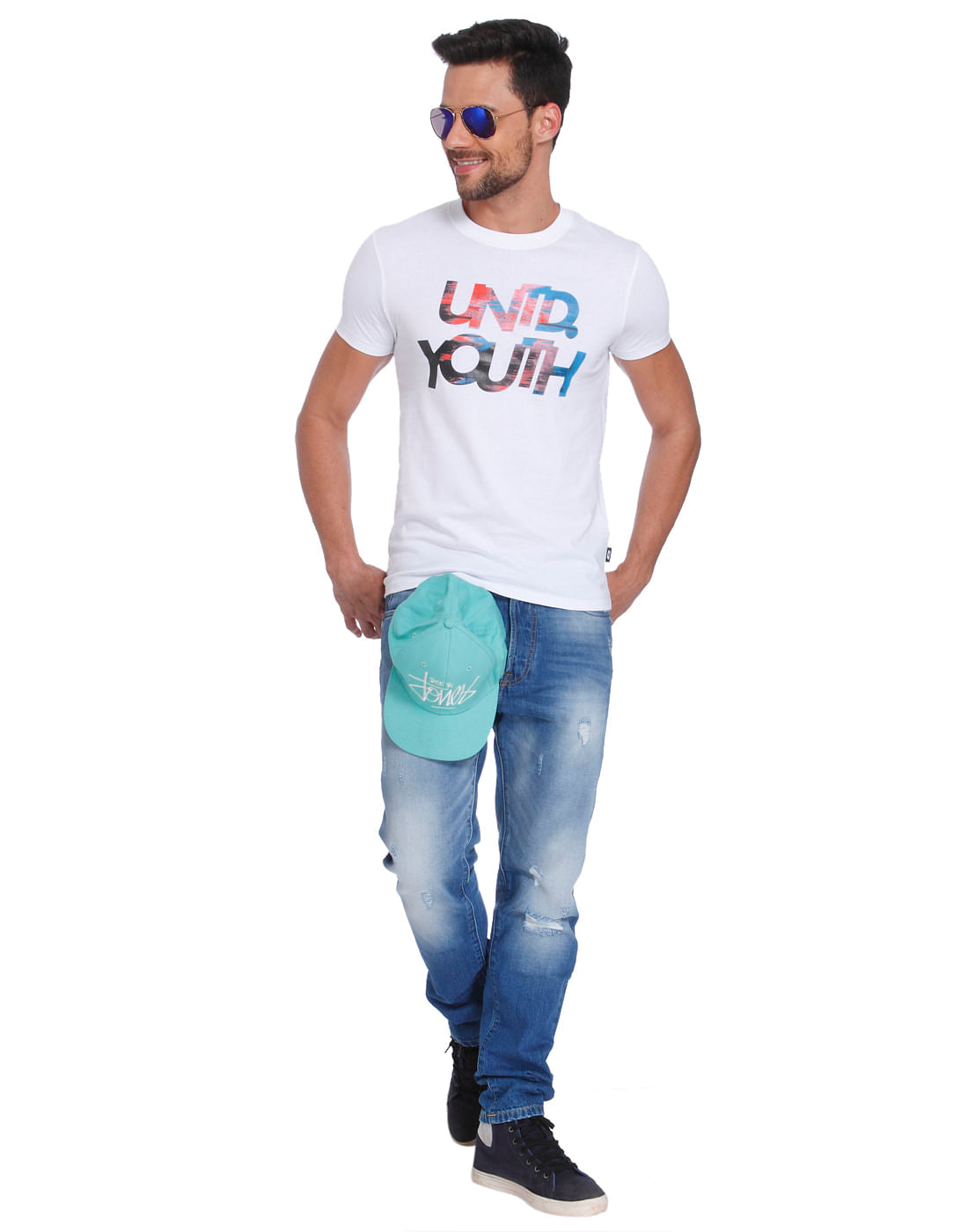 White Text Print Crew Neck T-Shirt