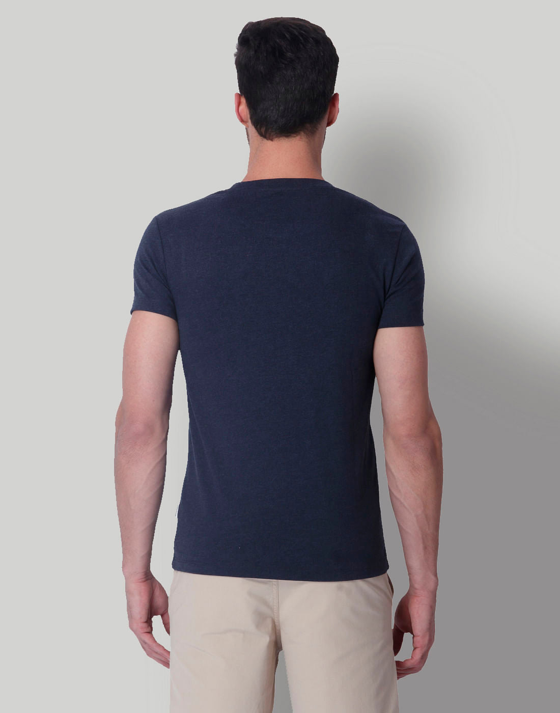 Blue Text Print Crew Neck T-Shirt