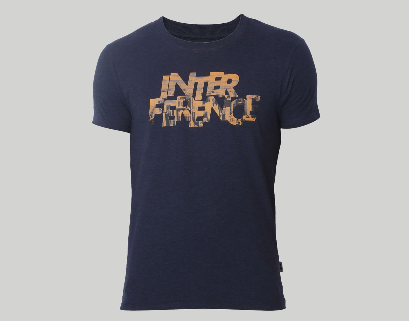 Blue Text Print Crew Neck T-Shirt