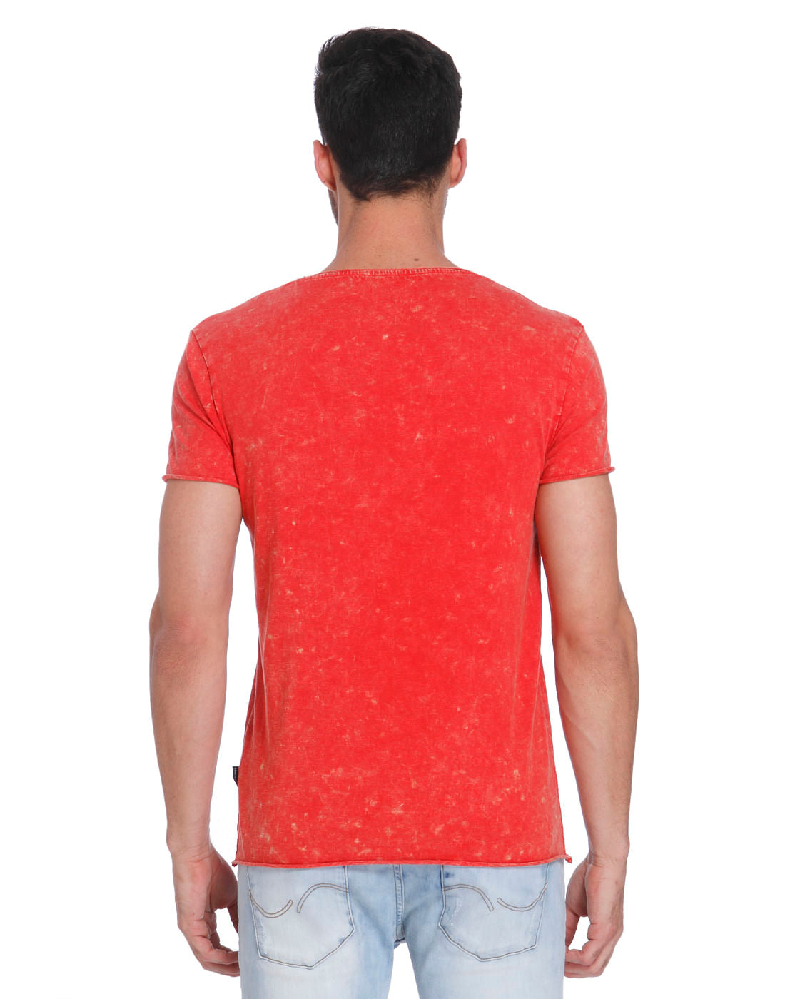 Textured Red Crew Neck T-Shirt