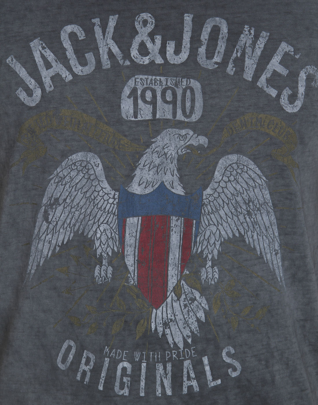 Dark Grey Eagle Print Crew Neck T-Shirt