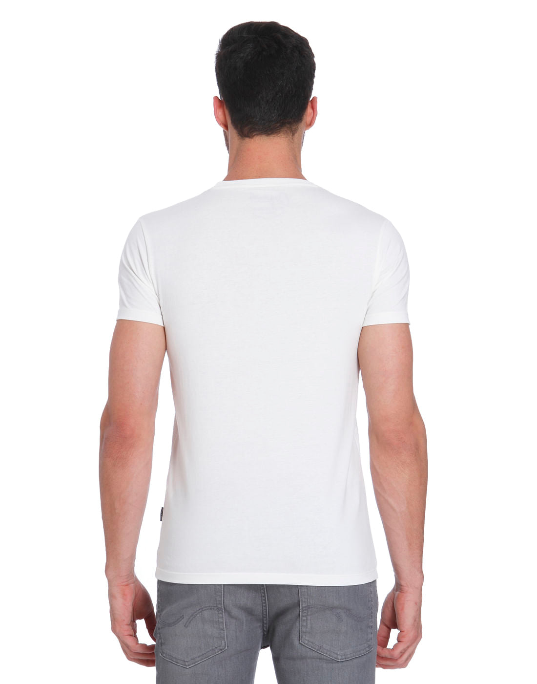 White Camo Graphic Print Crew Neck T-Shirt