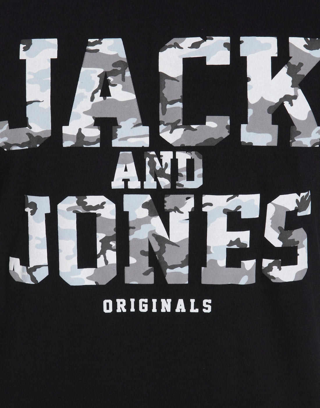 Black Camo Graphic Print Crew Neck T-Shirt