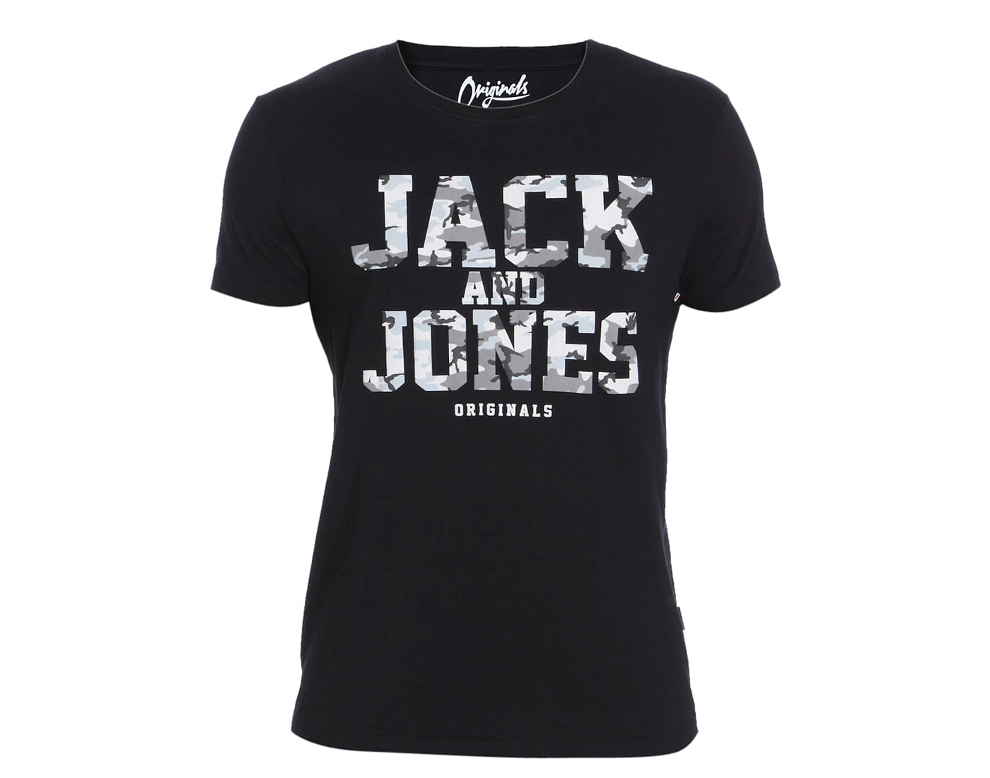 Black Camo Graphic Print Crew Neck T-Shirt