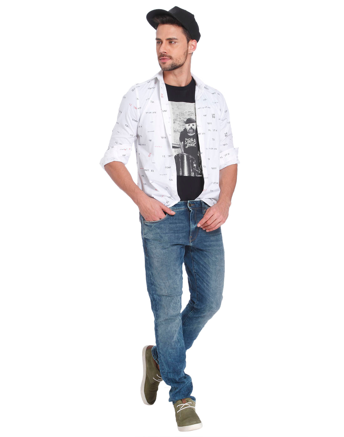 Black Dog Print Crew Neck T-Shirt