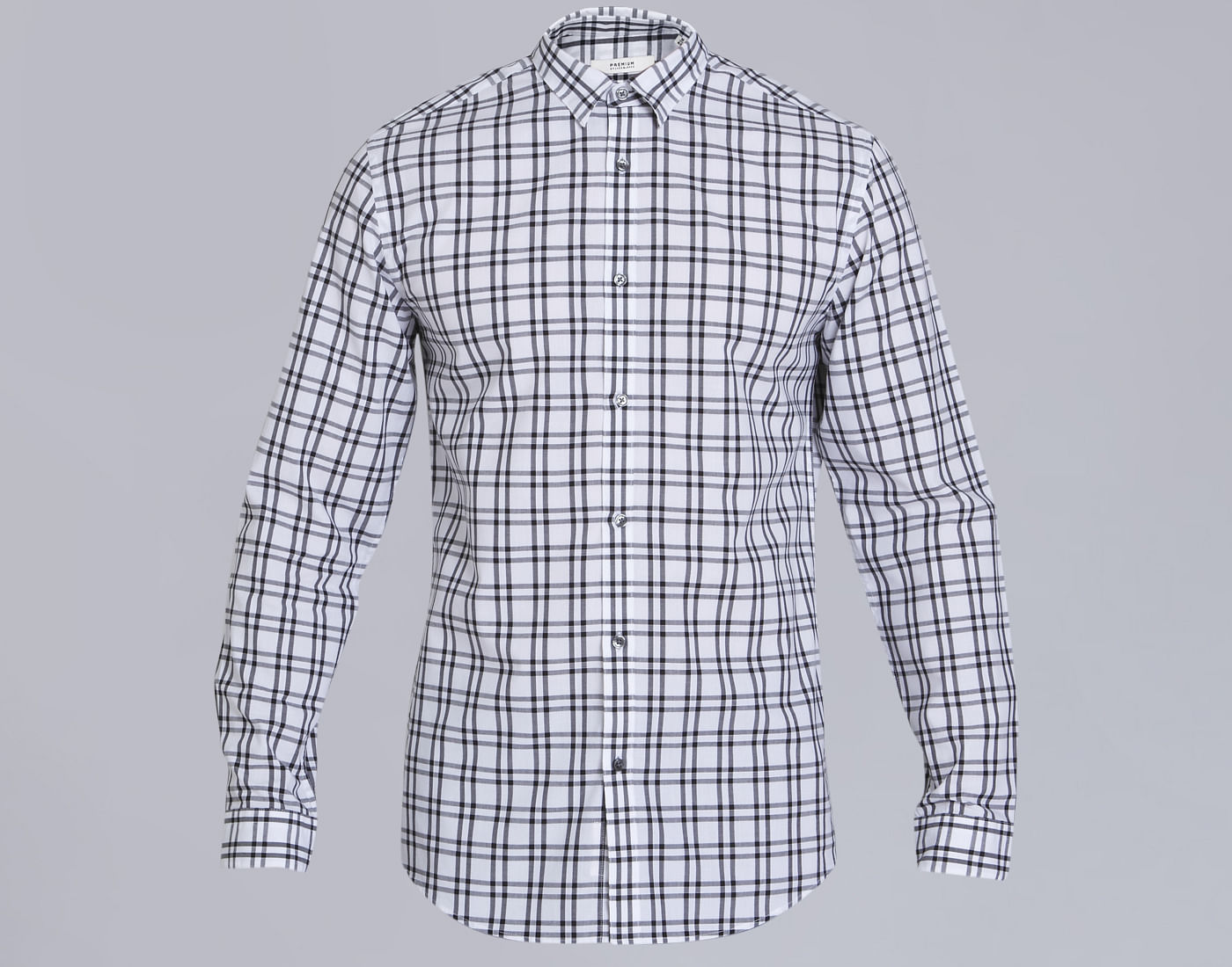 White & Black Check Slim Fit Shirt