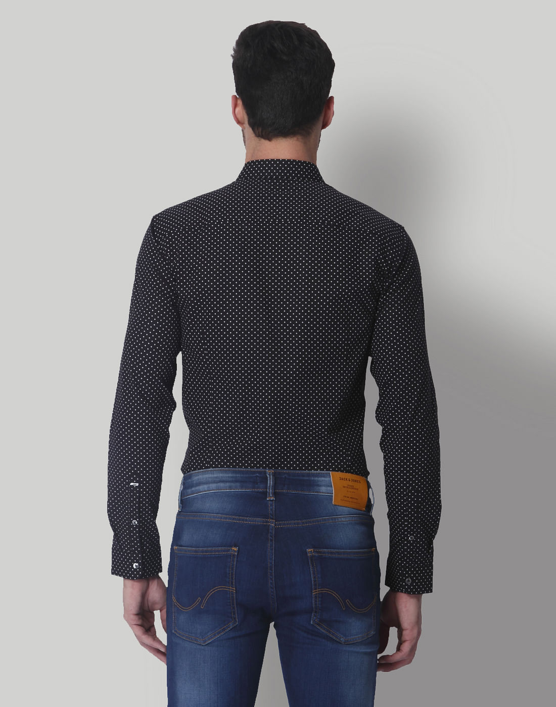 Black Dotted Slim Fit Shirt