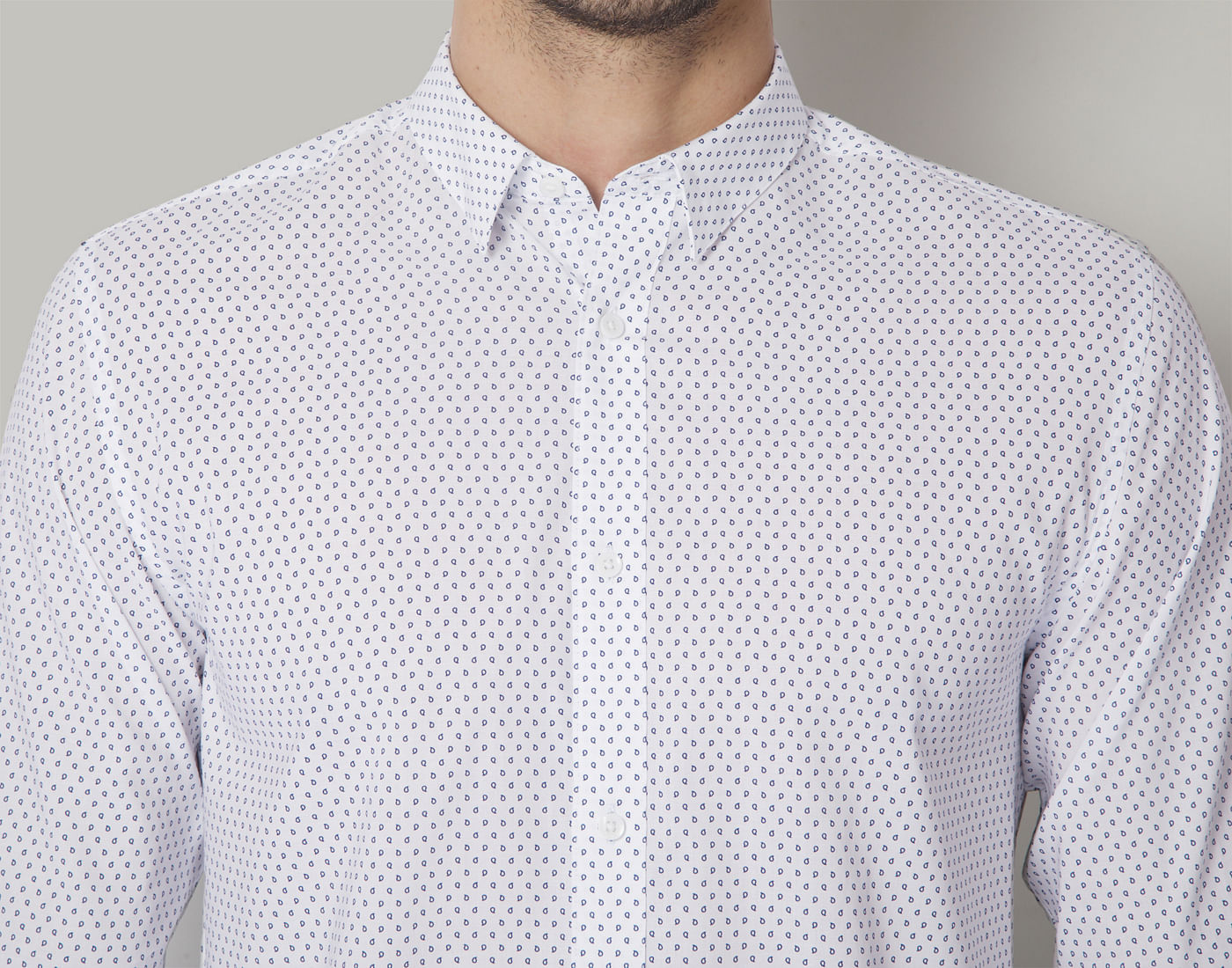 White All Over Print Slim Fit Shirt
