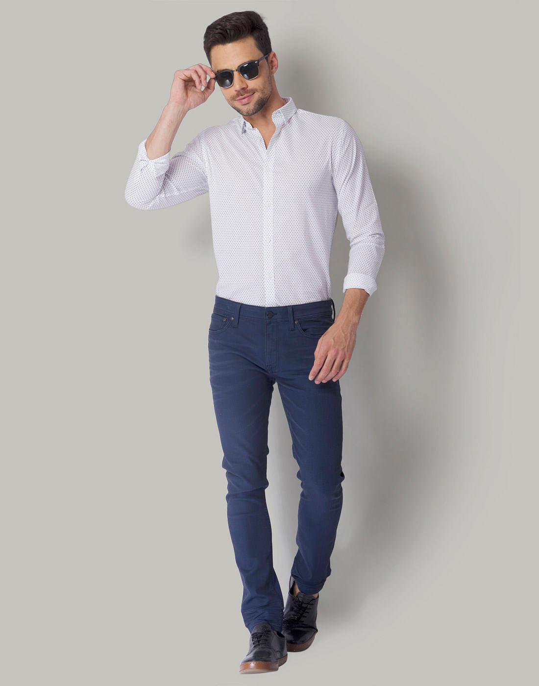 White All Over Print Slim Fit Shirt