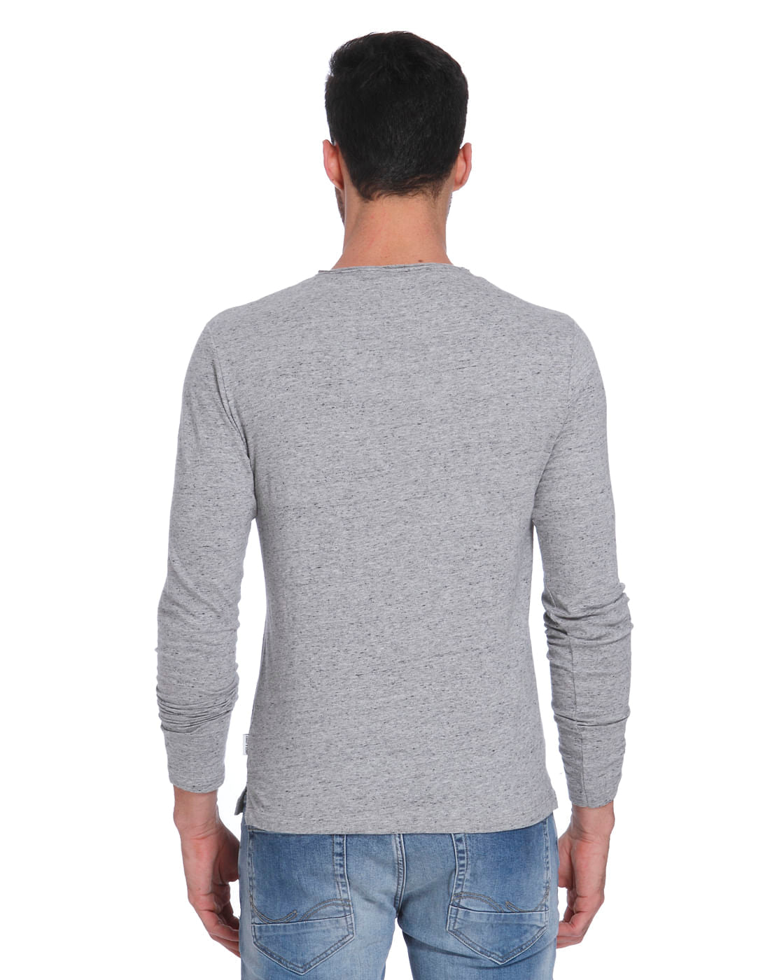 Grey Textured Crew Neck T-Shirt