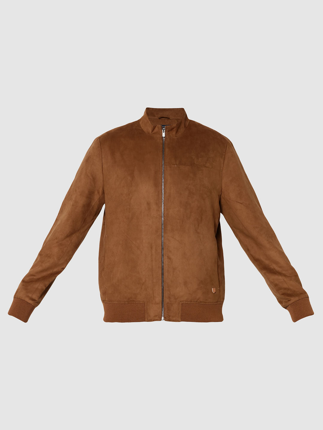 Brown Suede Bomber Jacket
