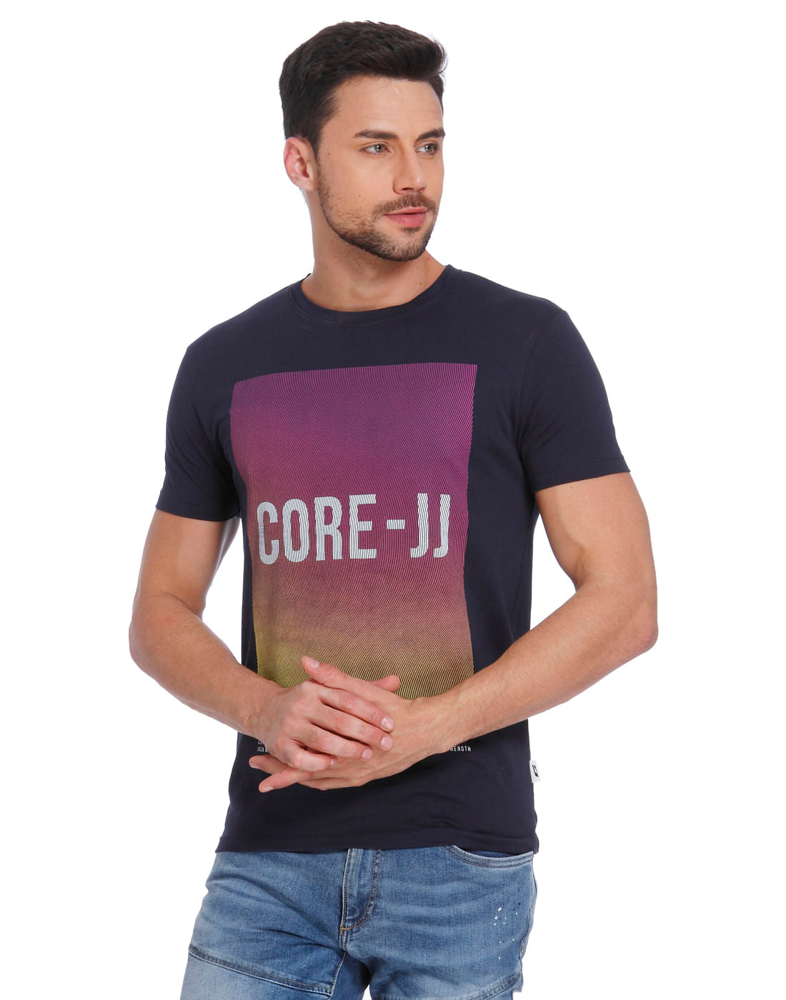 Blue Graphic Print Crew Neck T-Shirt
