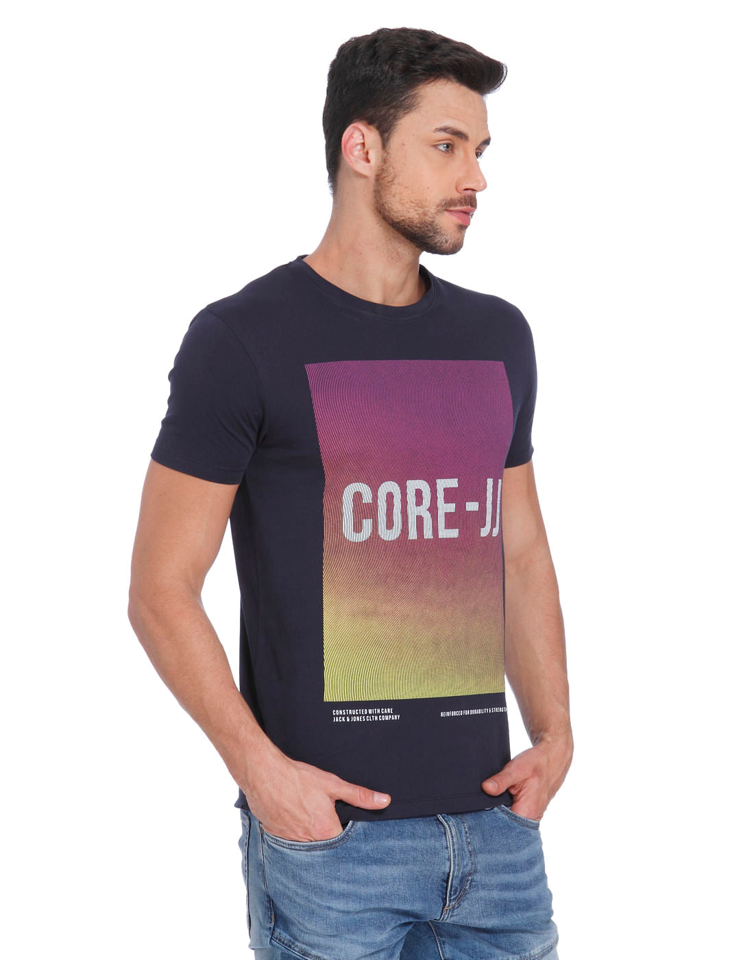 Blue Graphic Print Crew Neck T-Shirt