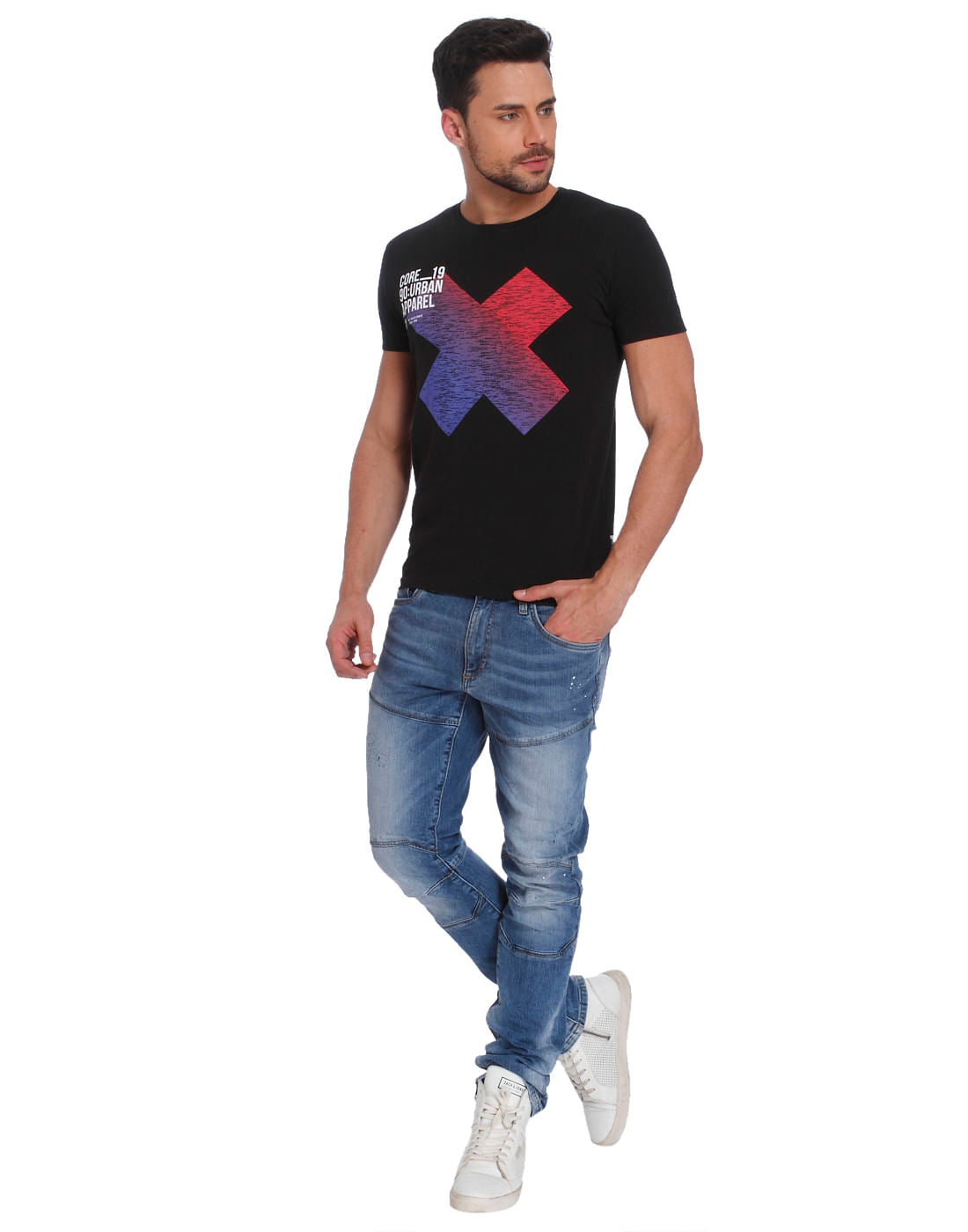 Black Color Graphic Crew Neck T-Shirt