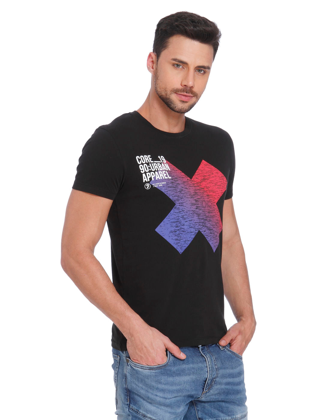 Black Color Graphic Crew Neck T-Shirt