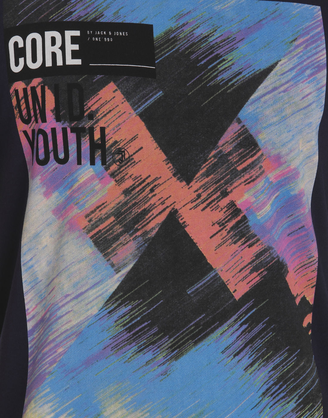 Black & Multi Colour Graphic Print Crew Neck T-Shirt