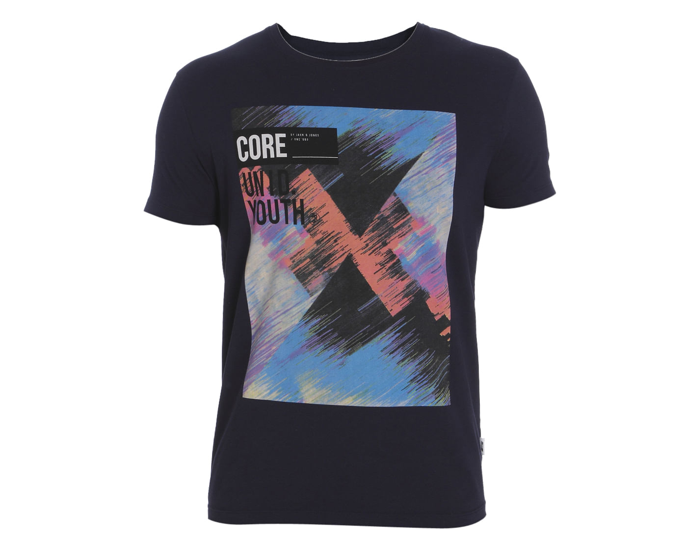 Black & Multi Colour Graphic Print Crew Neck T-Shirt