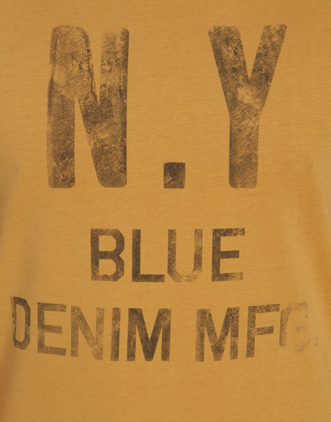 Mustard Text Print Crew Neck T-Shirt