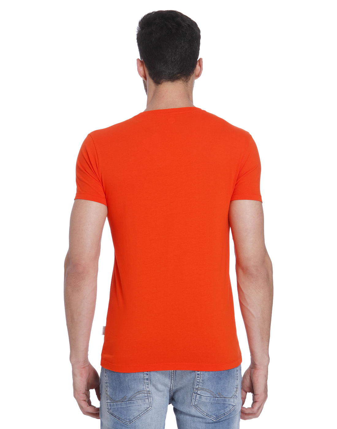 Orange & Black Graphic Print Crew Neck T-Shirt