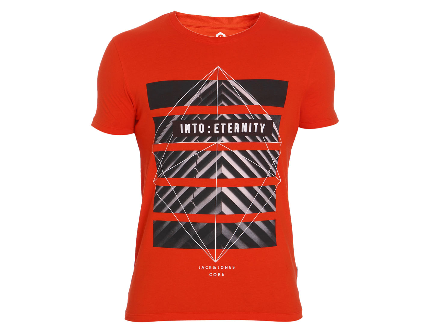 Orange & Black Graphic Print Crew Neck T-Shirt